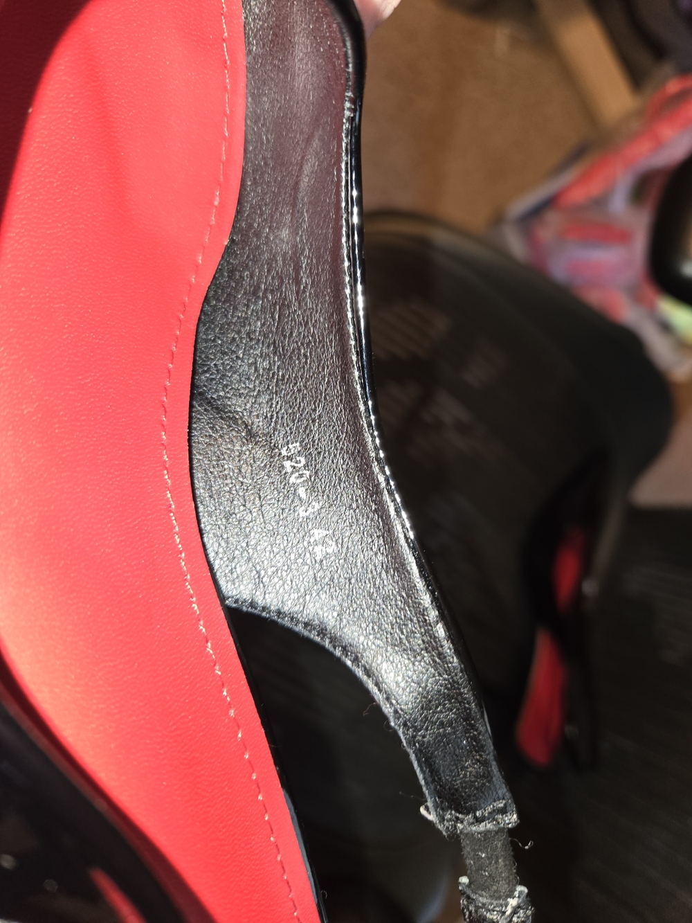 Black Patent Pointed-Toe Slingback Pumps with Red Insole - Picture 4 of 6